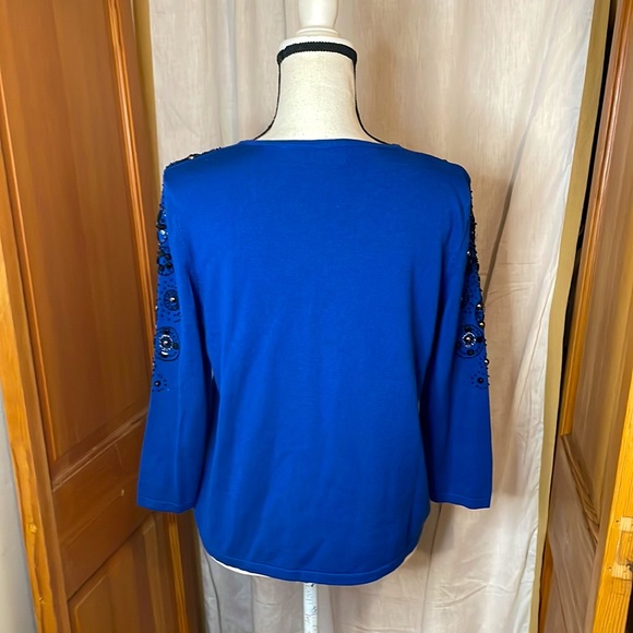 Alfred Dunner navy blue beaded pullover top size PL - Picture 4 of 6